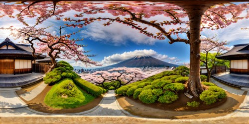 Flawless traditional Japanese house nestled in a serene garden oasis, adorned with delicate cherry blossoms, charming wooden details glowing in the soft morning light, a meticulously crafted architectural gem captured in stunning ultra-high resolution.