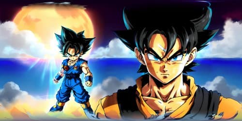 Dragon Ball Goku in his childhood.about 3 years old. black hair. adorable-style