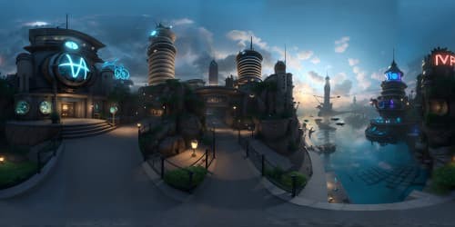 Bioshock-inspired VR360  scene, underwater city 'Rapture' in ultra high resolution. Mastery in detail, quality paramount, architectural grandeur of submerged metropolis, aquatic life for depth, VR360 marvel of submerged dystopia.