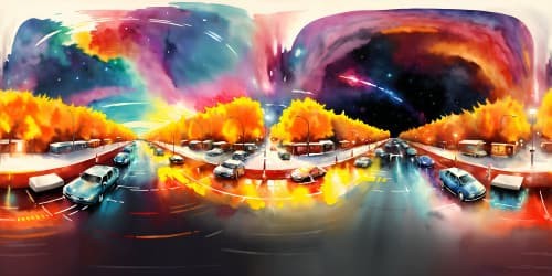 lava, starry night, snow