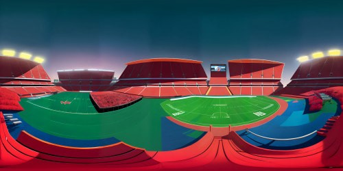 WWE-themed VR360 scene, premium wrestling ring foreground, colossal stadium background, atmospheric floodlights. Anime style, sharp outlines, vibrant pop-art colors. Emphasizing grandiosity, polished detailing, VR360 ultra-high resolution.