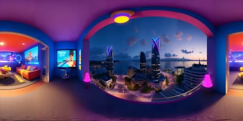 window view city waterfront night