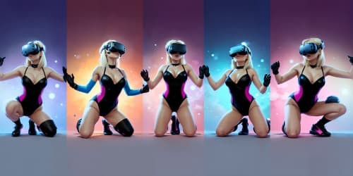 five female teachers_wearing pink leotards_one woman has blue eyes_two of the women are blonde_they are squatting_spread_arms above their heads_close up of armpit_dolled up_pretty face