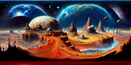 Star Wars galactic panorama in VR360, Millennium Falcon in foreground, Death Star looming far. Nebulas, star clusters, vibrant planets. Ultra-high resolution, meticulous detailing. Masterpiece in Lucasfilm-style digital art. VR360 view, immersive experience.