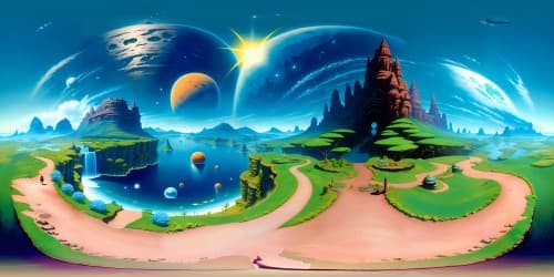 VR360 Masterpiece, ultra-high resolution, anime-inspired, hyperrealistic visuals, radiant colors, dramatic contrasts, meticulous detailing, grand scale, expansive atmosphere, mystic skies