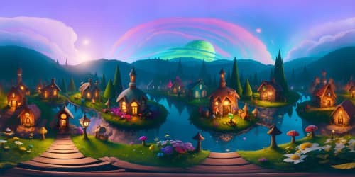 mushrooms world with fairy village