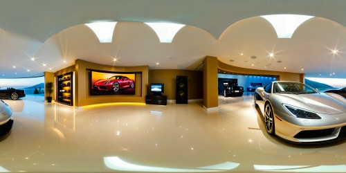 An immaculate, flawlessly shiny luxury sports car gleaming under the radiant sun in an expansive, crystal-clear showroom, its sleek curves and polished finish reflecting a flawless, highly detailed showroom environment.