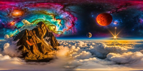 A mesmerizing ultra-high-resolution cosmic scene, rich with swirling nebulae, gem-like star clusters, and a kaleidoscope of vibrant hues, a sublime masterpiece of deep space exploration captured flawlessly in unparalleled detail.