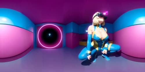 5 blondes, pink leotards, deep squatting, blue eyes,