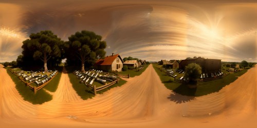 Ultra high-resolution VR360 scene, 1911 handgun shells glittering on sunlit ground. Target, detailed yet distant, slight foreground emphasis, achieving artful balance. Vintage sepia tones, blending realism with period atmosphere for a VR360 masterpiece.