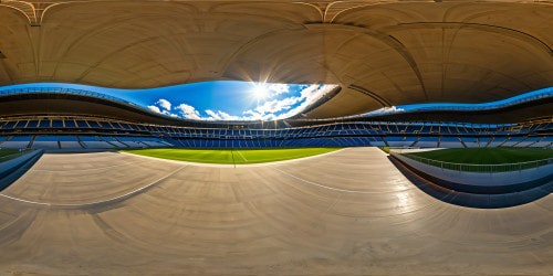 Beneath the grand stadium of football lies a flawless, high-definition world with meticulously designed concrete structures, intricate piping systems, dramatic lighting casting deep shadows, and vast echoing spaces, all captured in perfect Ultra HD 8K resolution.