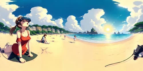 beach masterpiece animegril  suit wind swining  playing  happy  love place sunset