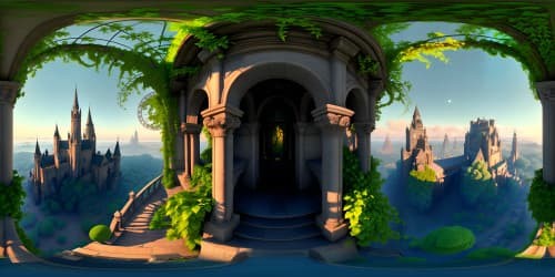 VR360: Rick's house rendition, gleaming with the precision of ultra-high resolution. Victorian architecture, fluted columns, ivy-wrapped porch. Looming oak trees, lush emerald lawn. Twilight sky, cotton candy clouds. Pixar-style warmth, meticulous detailing, vibrant hues. A VR360 masterpiece.