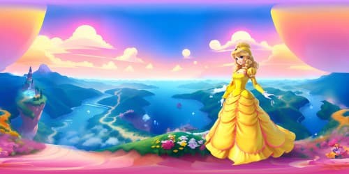 SUPERMARIO CHARACTERS: princess peach blond har and pink dress. princess daisy brown hair and yellow dress.