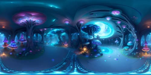 bioluminescence, hyperrealism, crystals, crystalization, cave, mushrooms, big crystals, green, red