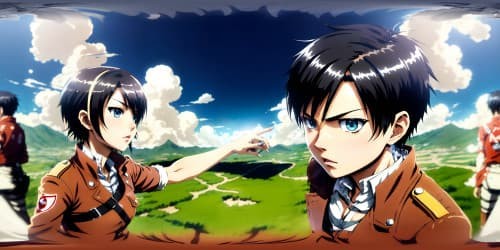 attack on titan Mikasa(in black hair) and Eren(in black hair) (character)