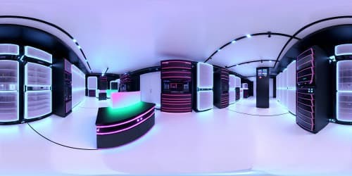 Masterpiece VR360 view, labyrinthine datacenter, towering server stacks, vibrant LED indicators, ultra high-resolution, pixel art style. Aesthetic VR360, polished, reflective metal surfaces. Pixellated, digital aesthetic, state-of-the-art server stacks. Intricate, hue-saturated wiring, ultra high-res, quality digital art.