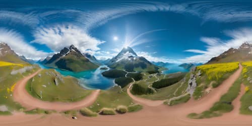 VR360 Lord of the Rings-inspired scenery, breathtaking New Zealand landscapes, ultra-high resolution, VR360 hyper-realistic rendering, mesmerizing, masterpiece-quality, best-in-class visual fidelity