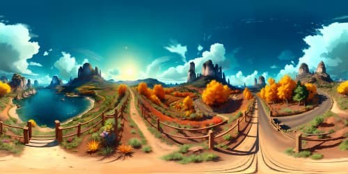 Ultra high-res VR360 visualization, photorealistic style, gorilla tag-inspired elements, abstract game elements floating, shimmering sky, masterpiece quality, vibrant color palette, lush wilderness, ethereal sunset hues. 