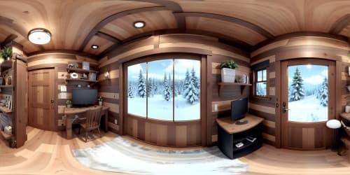 cosy wooded cabin blizzard