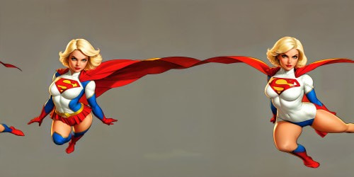 A flawlessly detailed and masterfully rendered digital painting showcasing Powergirl in a two piece bikini, with vibrant colors, intricate textures, and dramatic lighting in an ultra high-resolution digital art format.