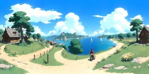 anime fight scene landscape water
