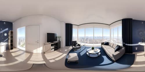 Penthouse panorama, cityscape horizon, skyscraper silhouettes. Exquisite artistry, ultra-high resolution. VR360 elegance, luxurious textures, metallic hues. Abstract reflections, modern aesthetic. VR360 view, skyline masterpiece, vibrant light play.