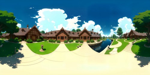 Ultra high res VR360 masterpiece, finest detail, crisp textures. Lavish color palette, vibrant hues, saturated contrasts. Intricate light-play, deep shadows, glossy reflections. Minimalist elegance, abstract patterns, subtle gradations in a grand VR360 panorama. Fantasy style, dream-like visual opulence.