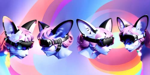 pink fairies wearing cat ear vr glasses