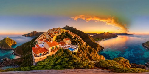 A flawlessly picturesque seaside village with charming tortoise inhabitants, bathed in the golden glow of sunset, every minuscule detail captured in stunning 4K resolution, a true masterpiece of artistic serenity.