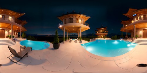 Luxurious pool and hot tub infinity pool nighttime skyline view rooftop city lights