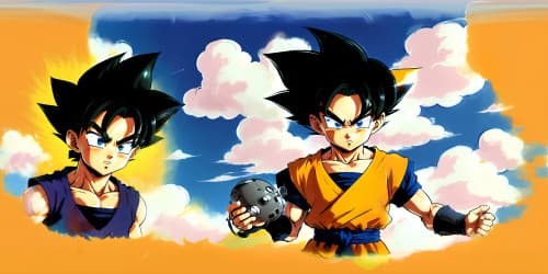 Dragon Ball Goku in his childhood.about 6 years old. black hair. adorable