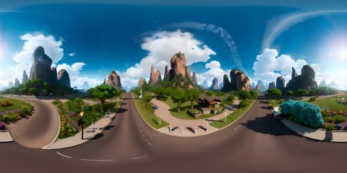 VR360 Masterpiece, ultra HD, boundless landscape. Robust, sprawling mountain range, cascading trees sparking vitality. Sky's dramatic cloud tapestry, enhancing VR360 vista. Cosmic panorama, star-studded spectacle. Striking realism, vibrant, intricate detailing.