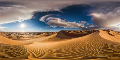 Sprawling flawless desert sands under a blazing sun, wind-sculpted dunes, rippling heat mirages, unbroken cobalt sky - a digital masterpiece in ultra-high resolution capturing the essence of a scorching desert landscape.