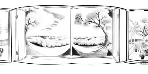 In the bright classroom students are painting about the view outside thebig window   a colorful bird is singing on the branch of a old huge tree