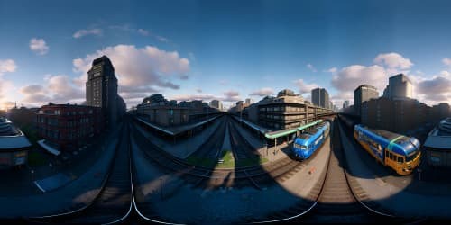 realistic glasgow central station morning twilight sun