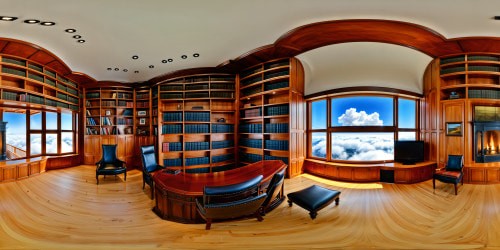 Arich study room with wooden panel walls and shelves lined with books leather chairs a fireplace and all the trappings of an academic study room