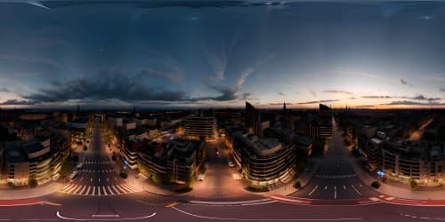 VR360 Dublin skyline at night, stunning city lights shimmering, star-studded sky, ultra-high resolution, digital oil painting style, Masterpiece VR360 twilight cityscape