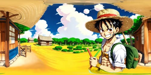 One Piece character Luffy with his classic straw hat