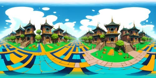 Ultra-HD, Chang'an ancient street, VR360 Tang Dynasty architecture, whimsical-realism style, vibrant diverse structures. Intense colors, grand VR360 cityscape panorama. Sprawling urban vista, ultra high-res charm, elevated skyview.