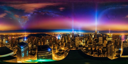 Glistening under the moonlit sky, a miniature rooftop perched atop a towering New York City skyscraper offers a dizzying view of the sprawling urban jungle below, the glittering city lights forming a mesmerizing tapestry with the twinkling stars above, all captured in stunning ultra-high resolution detail.