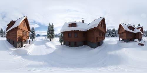 a house in the snow mountains 4k realstc with minimal errors