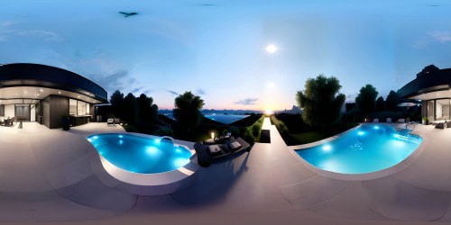 Luxurious pool and hot tub infinity pool nighttime skyline view rooftop city lights