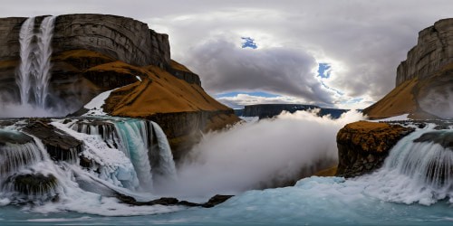 An awe-inspiring and flawless ultra high-resolution depiction of a majestic waterfall cascading down a towering cliff, captured in exquisite detail, showcasing the sheer power and beauty of nature in a perfect moment frozen in time.