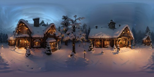 Cozy Christmas lodge worth snow outside 