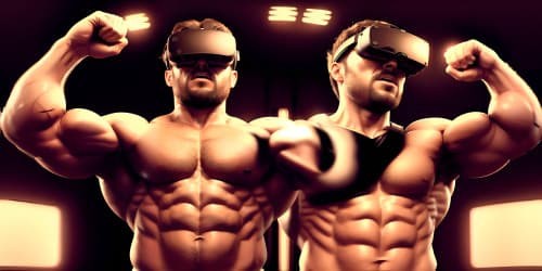 Realistic 3D photo of a muscle man training on gym