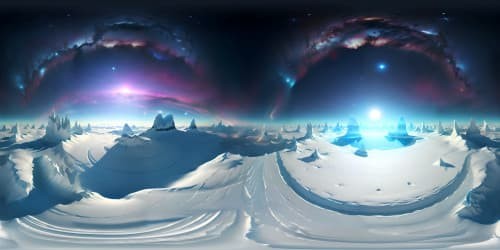 Masterpiece quality, ultra-HD, VR360, flat Earth perspective from cosmos. Mammoth, frosty wall encircling, full worldly VR360 panorama, casual surrealism. Translucent polar plains, space observatory in VR360, photo-realism. Peerless quality, grand VR360 vista, full view of ice-walled flat earth.