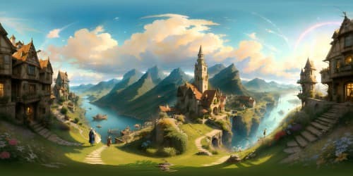 VR360 cityscape, digital painting style, ultra-high-res textures, morning light bathing CBD skyscrapers, vibrant urban grandeur, intricate architectural details, high-quality masterpiece