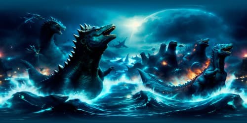 black Godzilla on the ocean