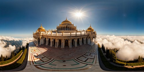 A sunlit marble palace, adorned with dazzling mosaics and gemstone embellishments casting intricate shadows, a grand opulent masterpiece captured in flawless ultra-high resolution.